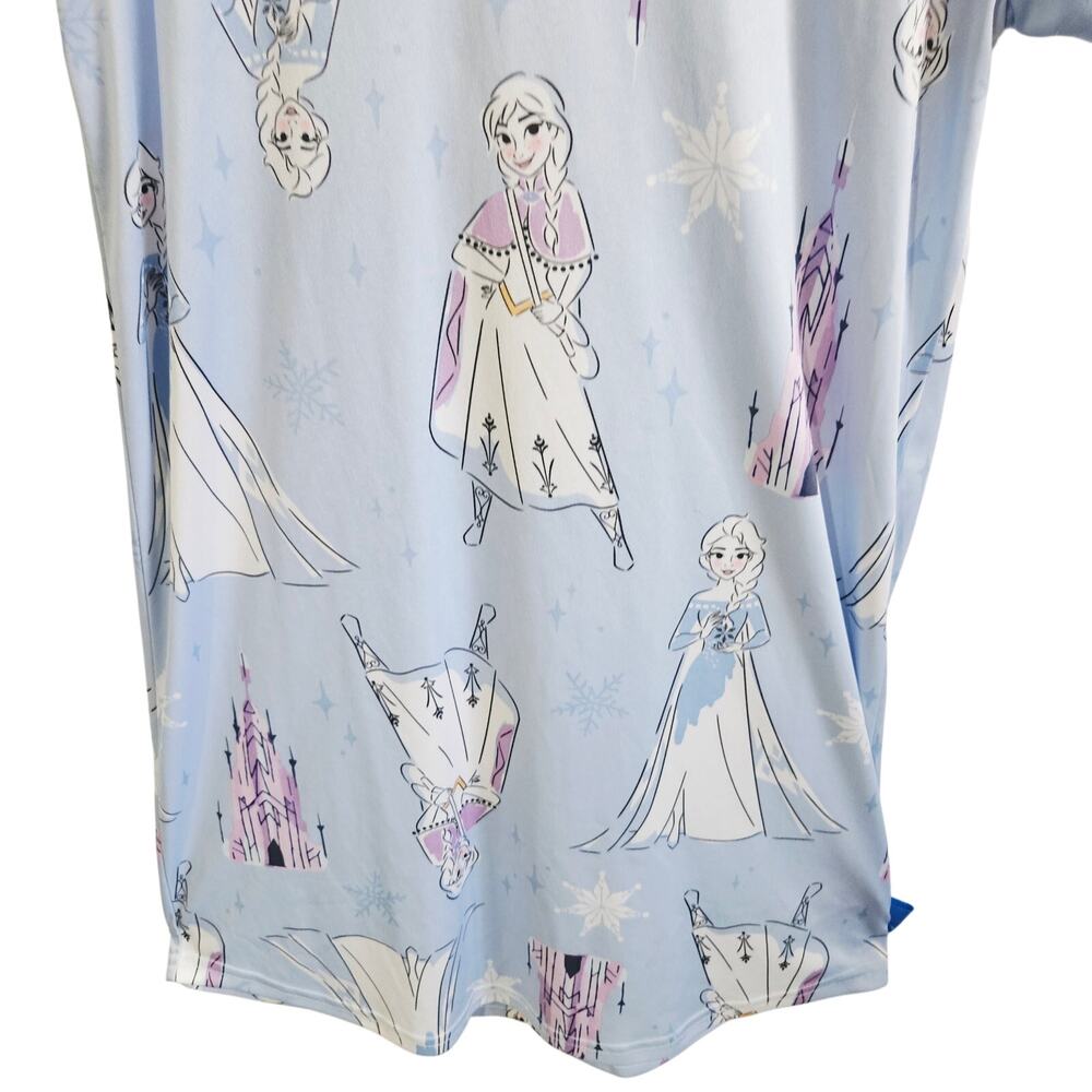 Disney Frozen Nightgown Pajama Dress Pastel Blue Elsa Anna Snowflake Size 8 - Picture 3 of 7